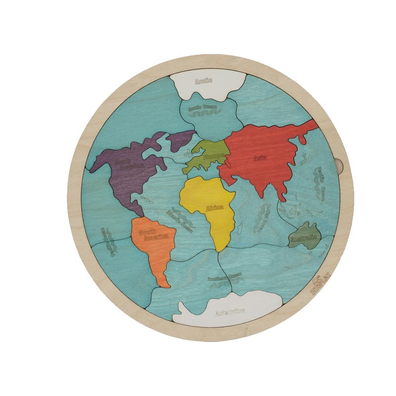EKOPLAY 7 Continents & 5 Oceans of The Earth Wooden Jigsaw Puzzle for Kids | 21 Puzzle Pieces | Learning & Educational Toy Gift for Boys & Girls Ages 3 Years and Above - Image 1